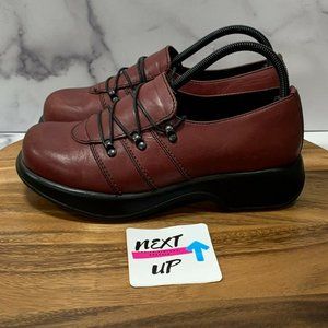 Dansko Womens Janika Burgundy Leather Adjustable Comfort Oxford Shoes Size US 10